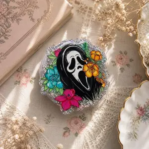 Floral Horror Acrylic Phone Grip, Expandable Phone Holder Stand, Gothic Cute Aesthetic Design, Anti Slip Grip for iPhone Samsung