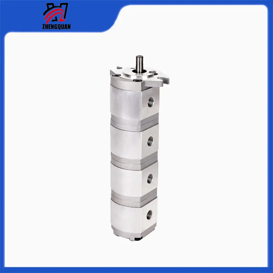 Zhengquan 4-Stage Alloy Steel Gear Pump (HGP-1111A-F6/6/6/6R, HGP-1111A-F8/8/8/8R) - High-Pressure Hydraulic Oil Pump with Threaded Ports, Gears, Bearings, In-Stock Manufacturer Product for Heavy Machinery Users