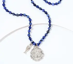 Divinely Guided by Theresa Caputo Sodalite Hand-Knotted Charm Necklace