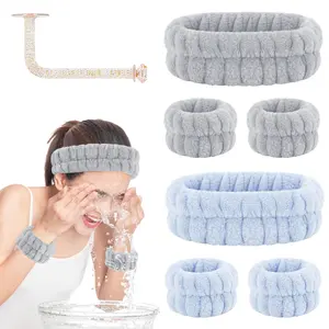 Wash Headband and Wristband Set of 2, Microfiber Wrist Towels with Holder