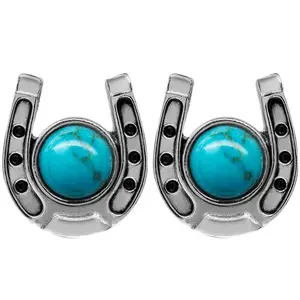 Southern Luck Horseshoe Earrings | Turquoise or Black Western Horseshoe Studs