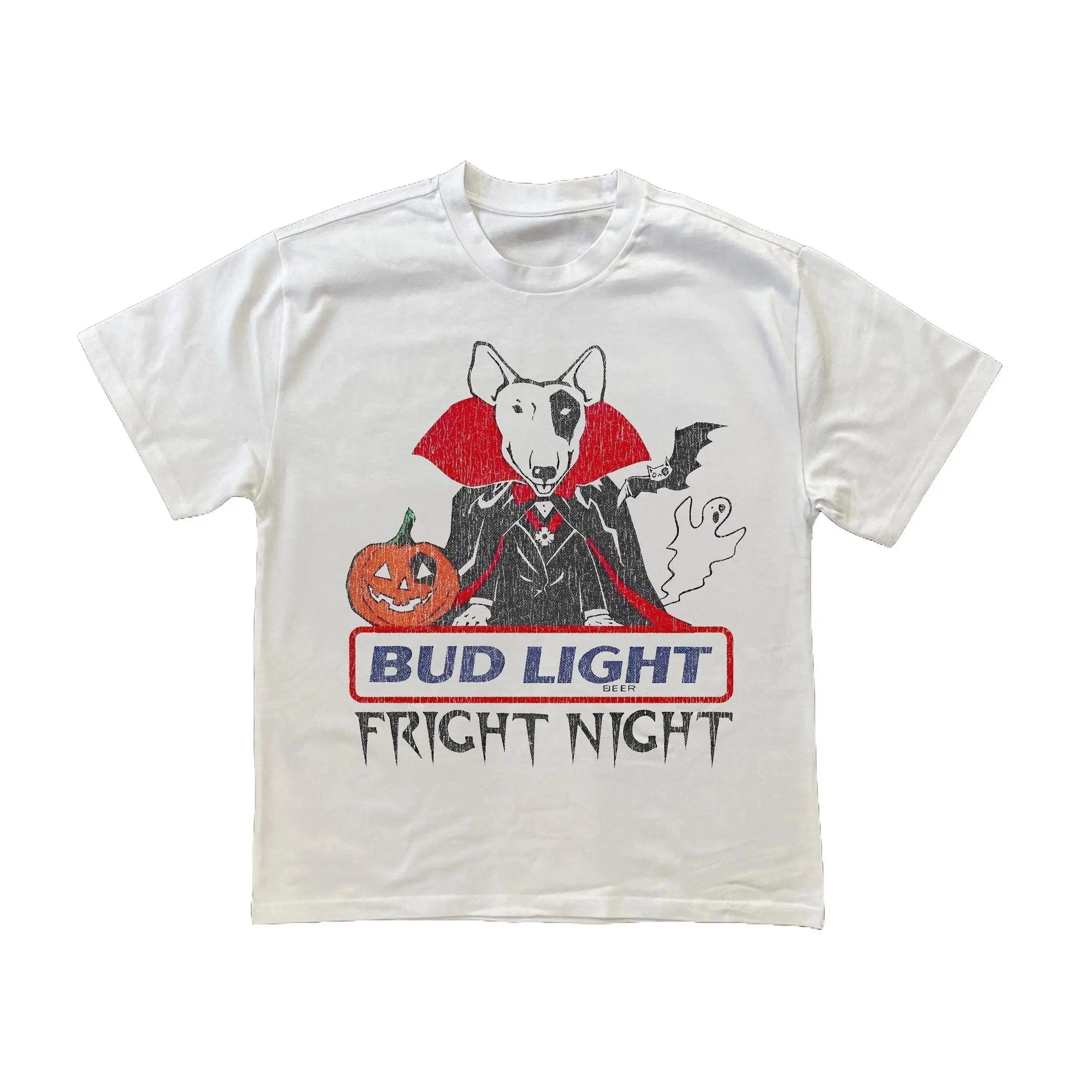 100% Cotton 80s Bud Light Fright Night White Sports Top, Ideal for 80s Retro Fans, Beer Lovers, Halloween Enthusiasts, Fashion-Forward Sport & Outdoor Wear