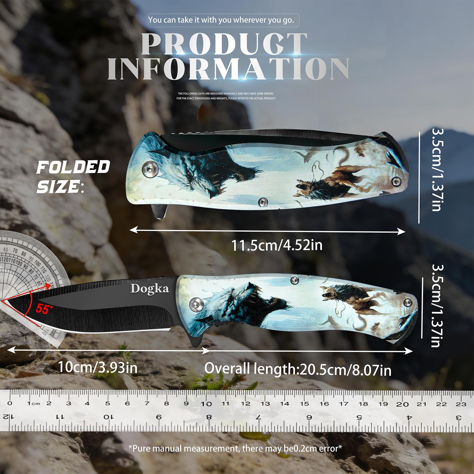 Wolf Pattern Folding Kitchen Knife | Sharp Fruit & Food Prep Tool Decorative Wolf-Themed Folding Kitchen Knife | Ideal Gift for Cooks Folding Kitchen Knife Fruit Prep Knife Portable Cooking Knife Compact FoldableKitchen PrepTool for DailyUseGiftable Wolf