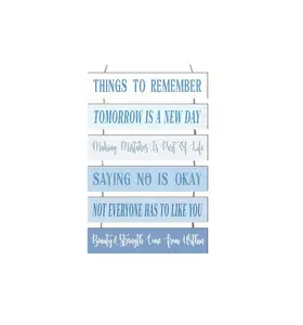Pinkunn Inspirational Wall Art Positive Quotes Wall Decor Cute Preppy Wooden Room Sign Uplifting Encouragement Gifts for Motivational Art for Home Bedroom (Blue)