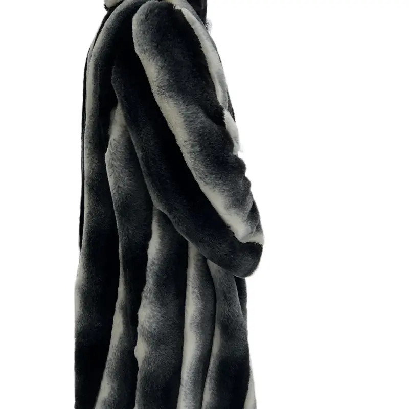 Unisex Plush Winter Luxury Fur Coat Black Gray and White Soft Warm Jacket for Men and Women