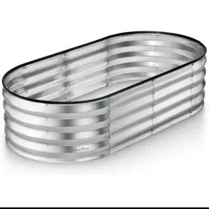 2pcs Thickening Galvanized Raised Garden Beds, Planter Raised Garden Beds Outdoor, Oval Larger Space Raised Beds for Gardening, Herbs, Vegetables, Fruits, 4x2x1ft