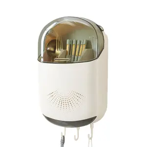 [Durable and Easy to Clean] No-Drill Wall-Mounted Chopstick Holder for Home Kitchen, Drainage and Dustproof Storage Rack