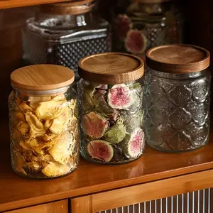 Airtight Glass Storage Jar with Bamboo Wooden Lid - Perfect for Storing Tea, Coffee, Sugar, Candy, Cookie & More!