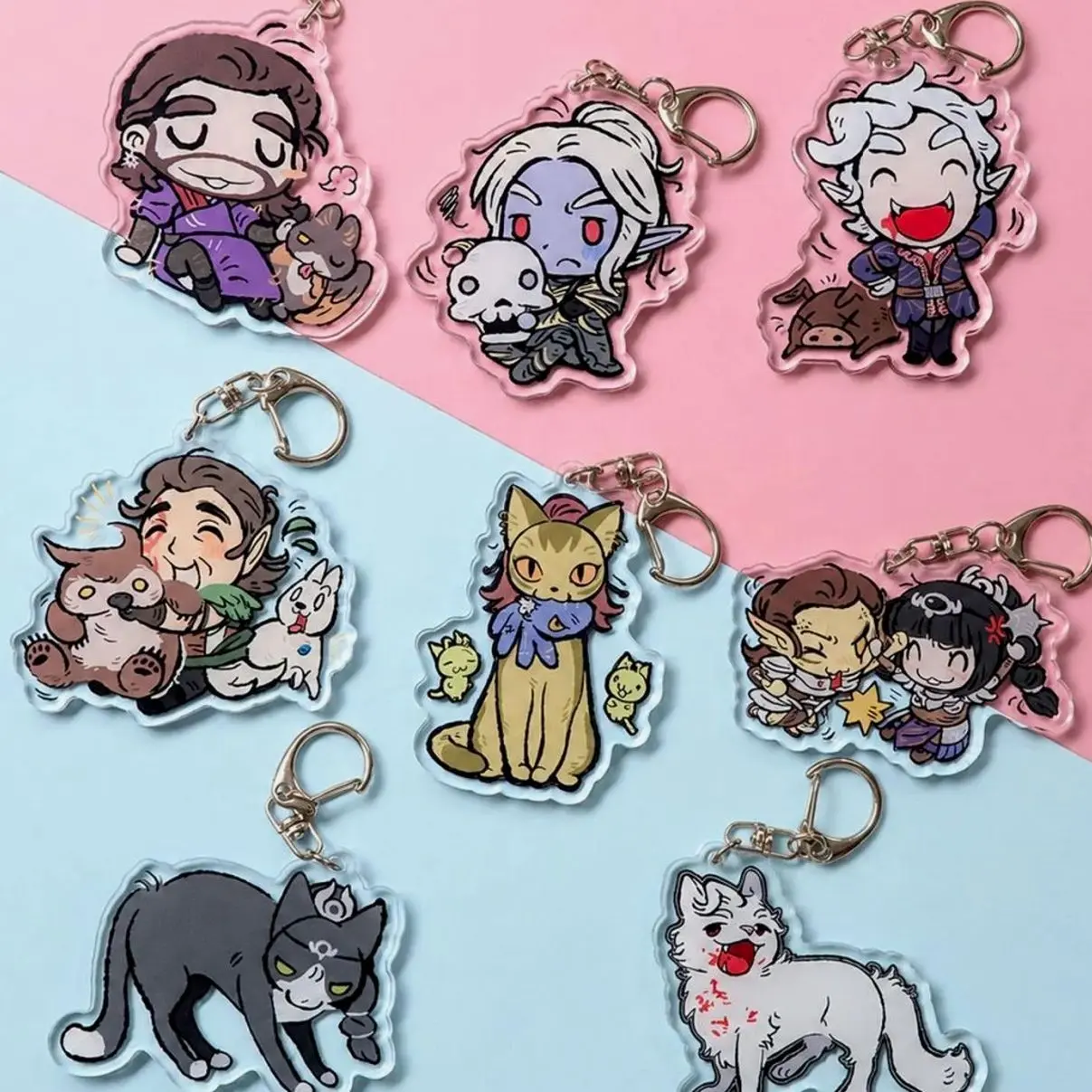 8 ops Baldur's Gate 3 Acrylic Keychain, Bag Charm, Backpack Pendant, Car Keys Accessory Gift