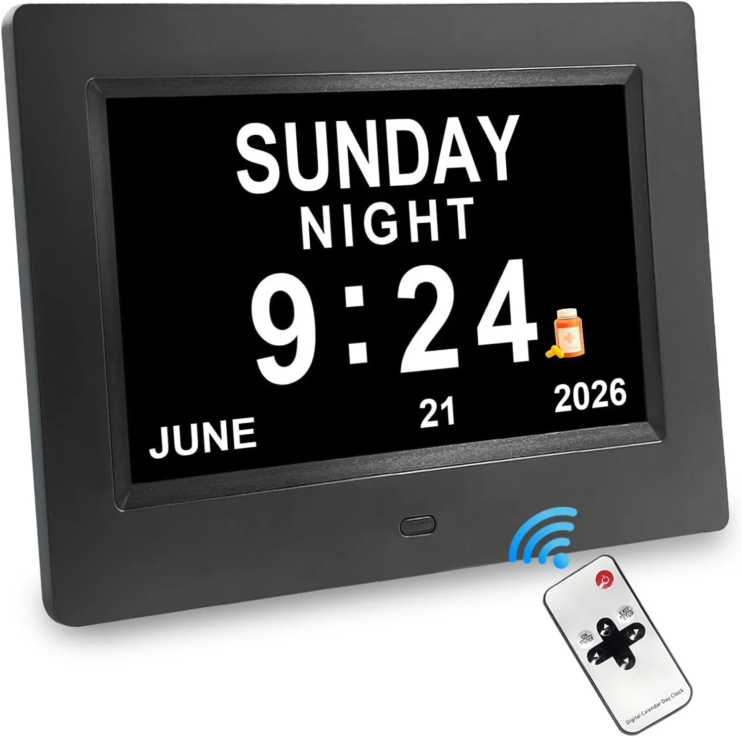 SSA Digital Calendar, 8 Inch Digital Calendar Day Clock with Clear Large Wall Hanging Pefect for Memory Loss Elderly Seniors