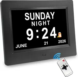SSA Digital Calendar, 8 Inch Digital Calendar Day Clock with Clear Large Wall Hanging Pefect for Memory Loss Elderly Seniors