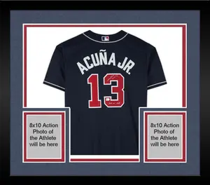Framed Ronald Acua Jr. Atlanta Braves Autographed Navy Nike Replica Jersey with "2023 NL MVP" Inscription - Fanatics Authentic Certified