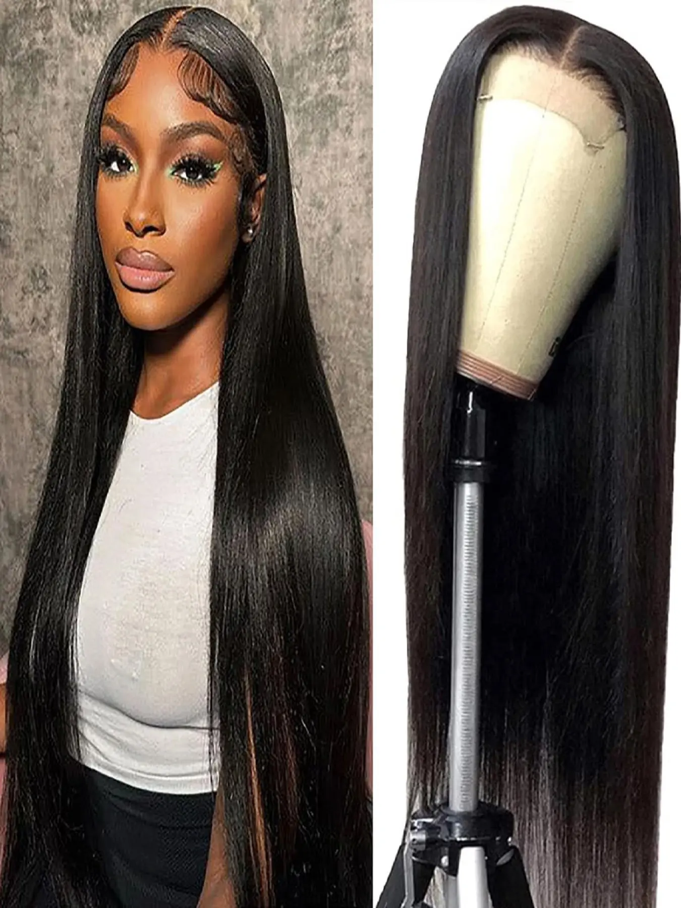 4x4 Straight Lace Closure Wigs human hair Lace Front Wigs Human Hair Pre Plucked with Baby Hair 150 Density