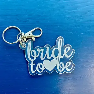 Bride To Be Engraved Keychain Accessories Transparent Clear Acrylic Durable For Bride