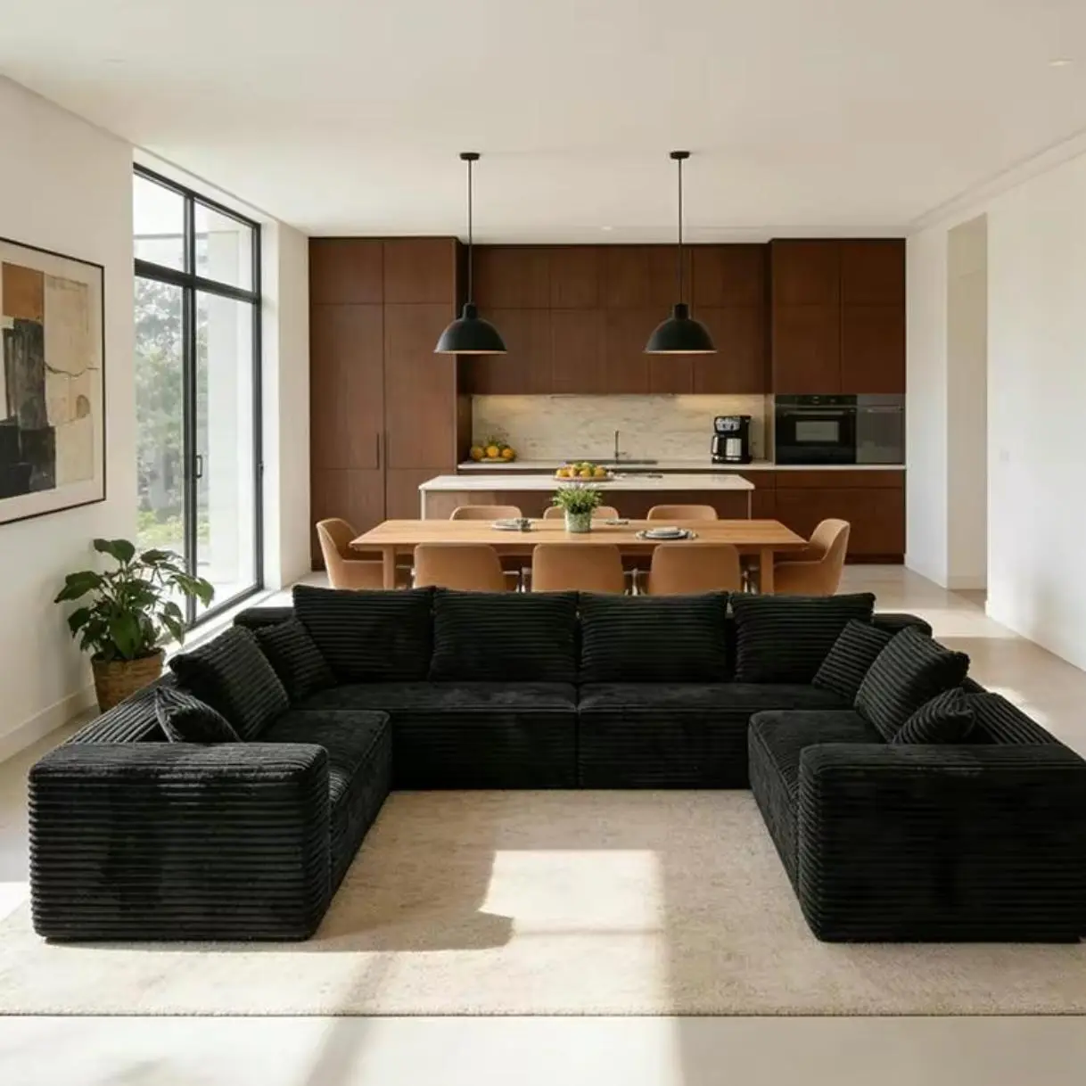 120-in Oversized U-Shaped Boneless Cloud Couch - 8-Seater Modular Sectional Couch, 4-in-1 Flexible Deep Seat Corner Sofas Living Room Furniture with Chaise Lounges, No Assembly, 2-Package Shipping,dorm essentials,home decor，SohoChic