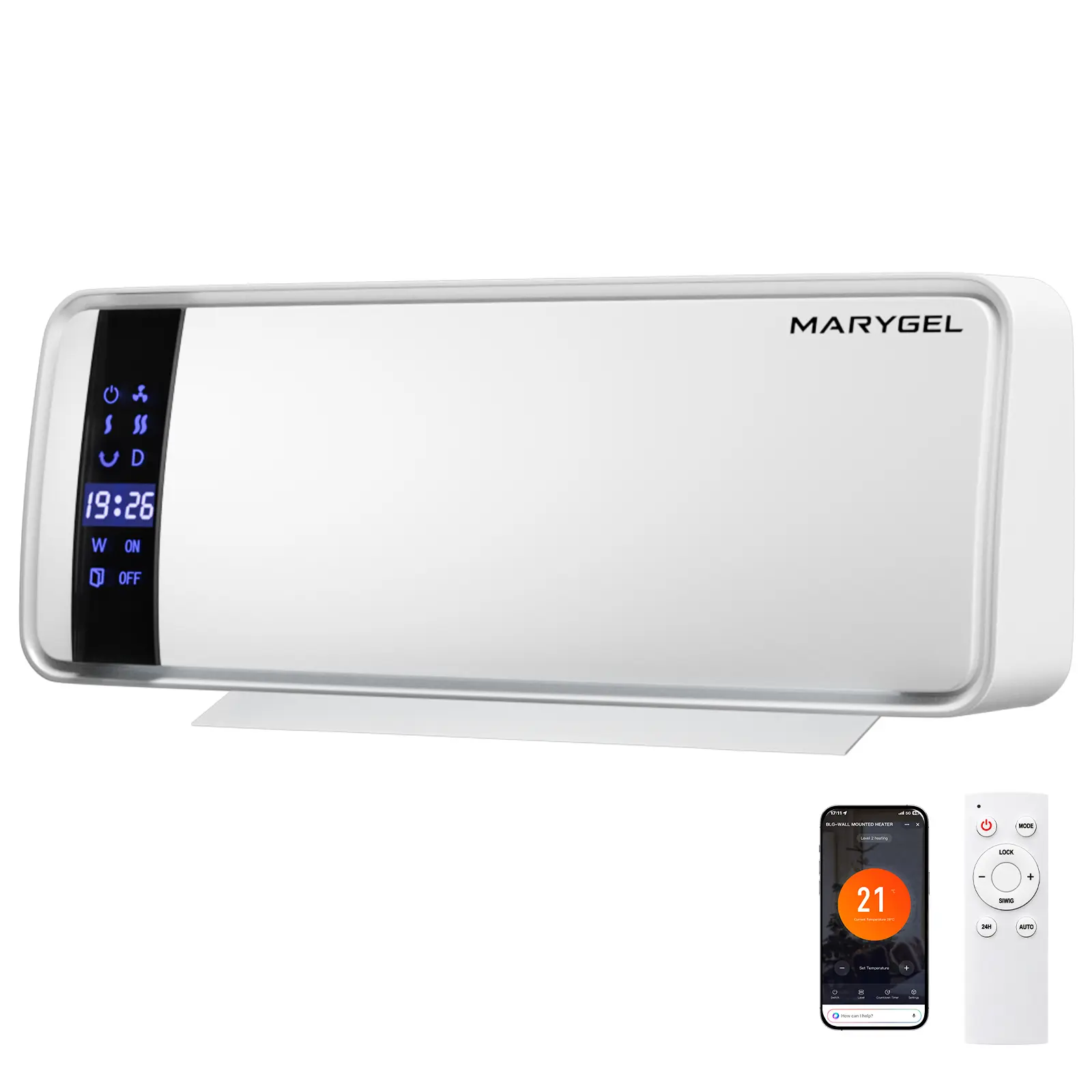 MARYGEL Wall Heater, 1500W Electric Space Heaters for Indoor Use