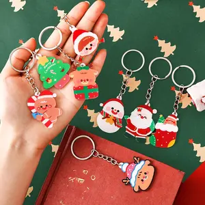 Cute Christmas Deer Acrylic Keychain, Cartoon Gingerbread Man Snowman Charm, Backpack Decoration, Small Gift Key Ring