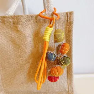 Creative Handmade Fabric Mushroom Grape Pumpkin Cucumber Keychain 3D Fruit Pastoral Style Pendant Curtain Accessories Bag Charms
