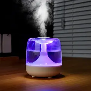 650ML Colorful Transparent Humidifier, Continuous & Intermittent Spray, Seven Color Night Light, USB Powered, Suitable for Home Office
