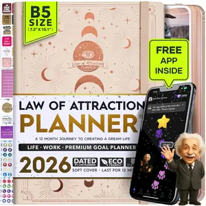 Law of Attraction Planner 2026 - B5 Size Weekly & Monthly Life Organizer with Vision Board Gift Box & Panduo App Inside, 295 Stickers for Goal Setting