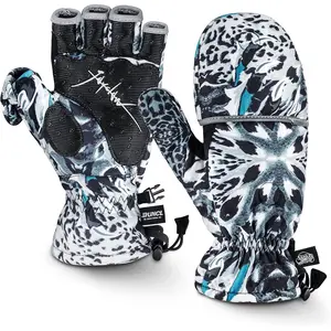 RUNCL Ice Fishing Gloves Convertible Mittens Flip Fingerless Mittens with 3M Thinsulate-Winter Fishing Gloves, Windproof Gloves for Men Women-Ideal for Winter Fishing, Photography, Kayaking-