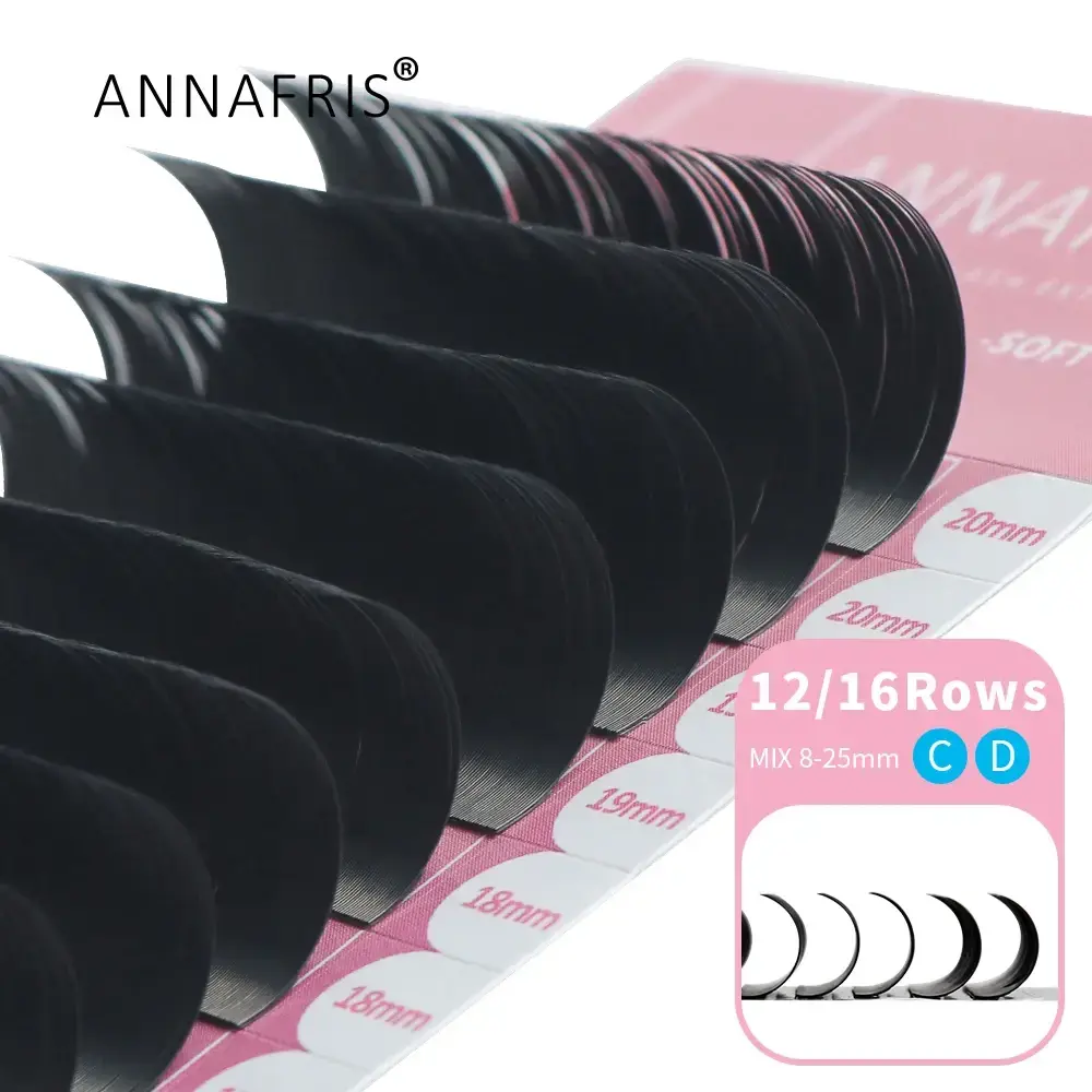 ANNAFRIS Individual Premium Eyelashes Super Soft Silk Mink 15-20mm Mixed Length Extension Volume False Lashes Supplie Cilios 2026 New