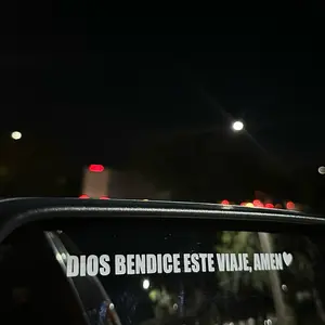 ‘ DIOS BENDICE ESTE VIAJE, AMÉN ‘ — Mini Prayer Vinyl Decal for Car Mirrors and Accessories Ideal for Safe Driving Inspirational Travel Sticker