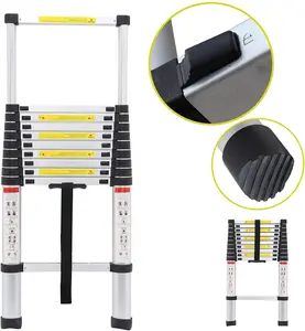 Aluminum Telescoping Ladder 10.5FT, 330lbs Load, Portable Extension Ladder Attic Ladder Adjustable Height, 2.6ft Folded, EN131 Standard, Multi-Function Ladder for Home, Loft, Office