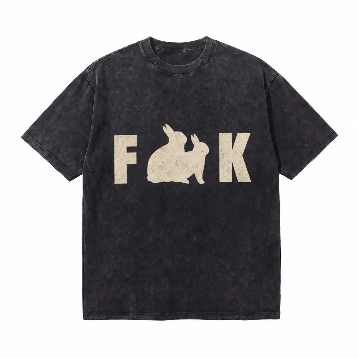 LAWLESSROW Rabbit Symbol Vintage Acid Wash Tee