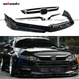 2018-2020 Honda Accord – ACR Front Bumper Lip Splitter & JDM Sport Grille 2-Piece Kit | Gloss Black | Eye-lid Trim | NOT for 2021-2022 fathersdaygift fathersdaygift