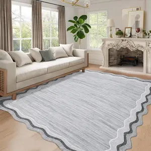 GARVEE Living Room Rug 8x10 Modern Plain Carpet Washable Area Rug Stain Resistant Easy To Clean Carpet Non Slip Low Pile Floor Cover For Bedroom Playroom Nursery Apatrtment,Grey