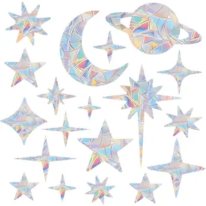 75 count Starry Sky Window Clings Anti  Decals to Save Birds - Non Adhesive Prismatic Vinyl Rainbow Stickers
