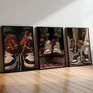 3 Set Sneakerhead Men Black Wall Art, Motivational Wall Art, Hypebest Wall Art, Wall Art for Living Room , Hypebeast Decor