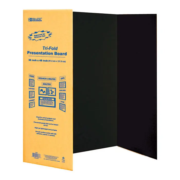 BAZIC 36" X 48" Black Tri-Fold Corrugated Presentation Board