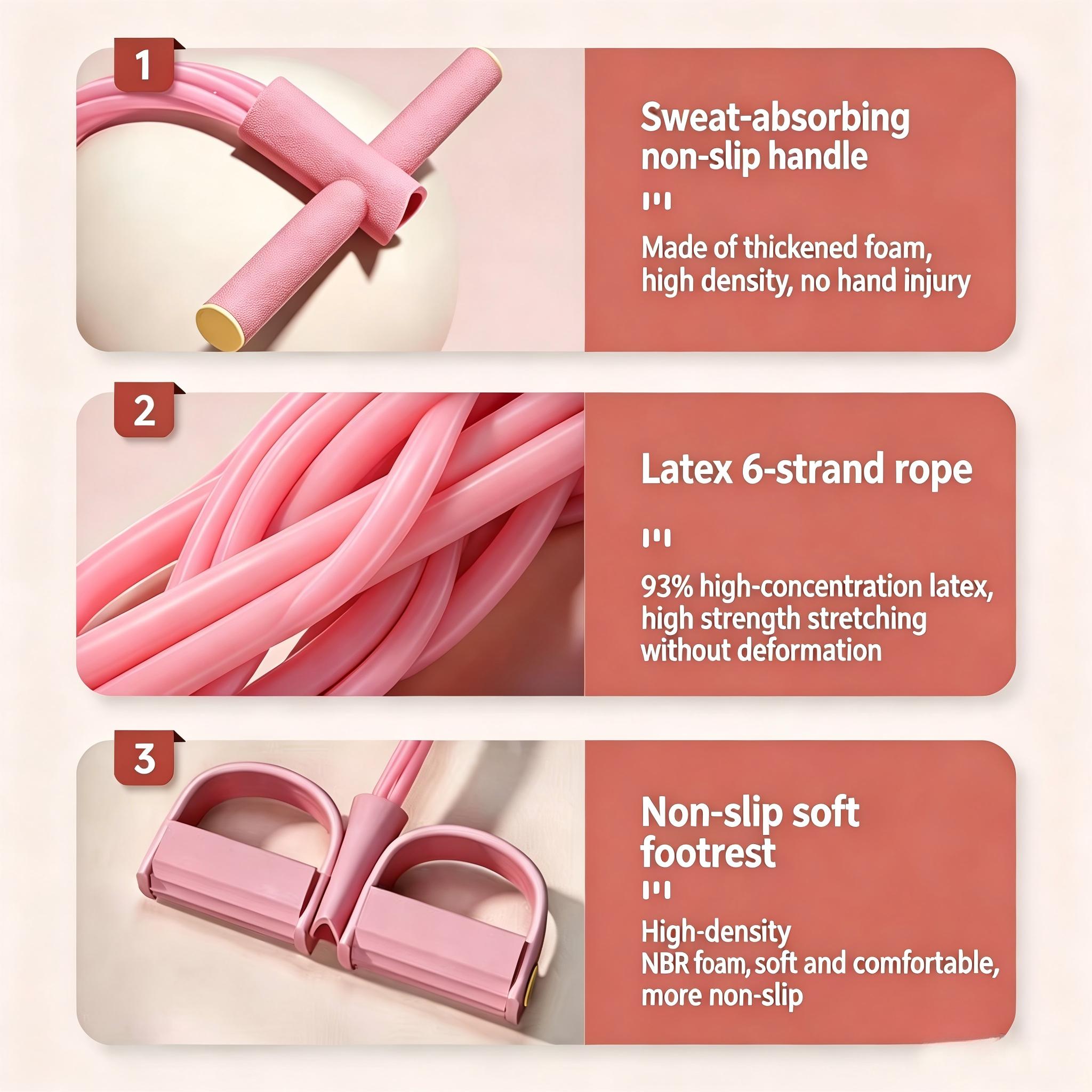 $1.99 6-Tube Pedal Puller with Free Figure-8 Resistance Rope Gift - Lightweight Fabric Workout Bands, Stretch Bands for Lower Body, Upper Body, Arm Workout for Women, Outdoor Fitness Equipment