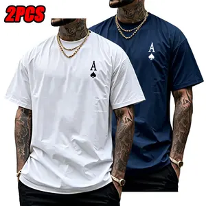 Men’s summer two-piece set — Spade A T-shirt with printed design on both sides; casual style, soft and breathable, loose fit; suitable for everyday wear, street fashion, and weekend gatherings.