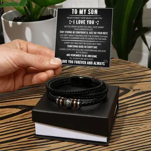 To My Son Bracelet Friend Gift From Mom Dad Metal Round Bracelet Bangle Stainless Steel Eternal Love and Bond Bracelet Gift With Box