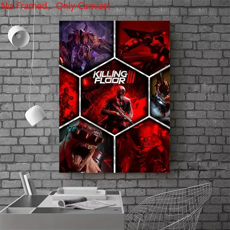1 piece/set frameless canvas painting print poster, Game Poster art，Killing Floor III Game Cover Art， a perfect gift for Video games loves, ideal gift for bedroom, living room, dorm hallway, kitchen, mural, wall decoration, room decor