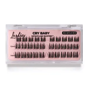 MoxieLash Cry Baby Glueless Lash Clusters 30 Pack - Wet-look, Anime, Spiked, DIY Lash Extensions 10/12/14mm, No Glue Needed