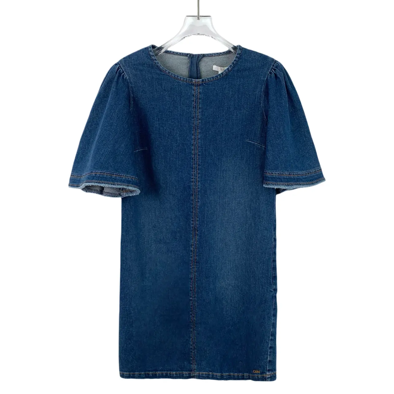 RDLT— Chloé Blue Cotton Crewneck Denim Dress Size 14