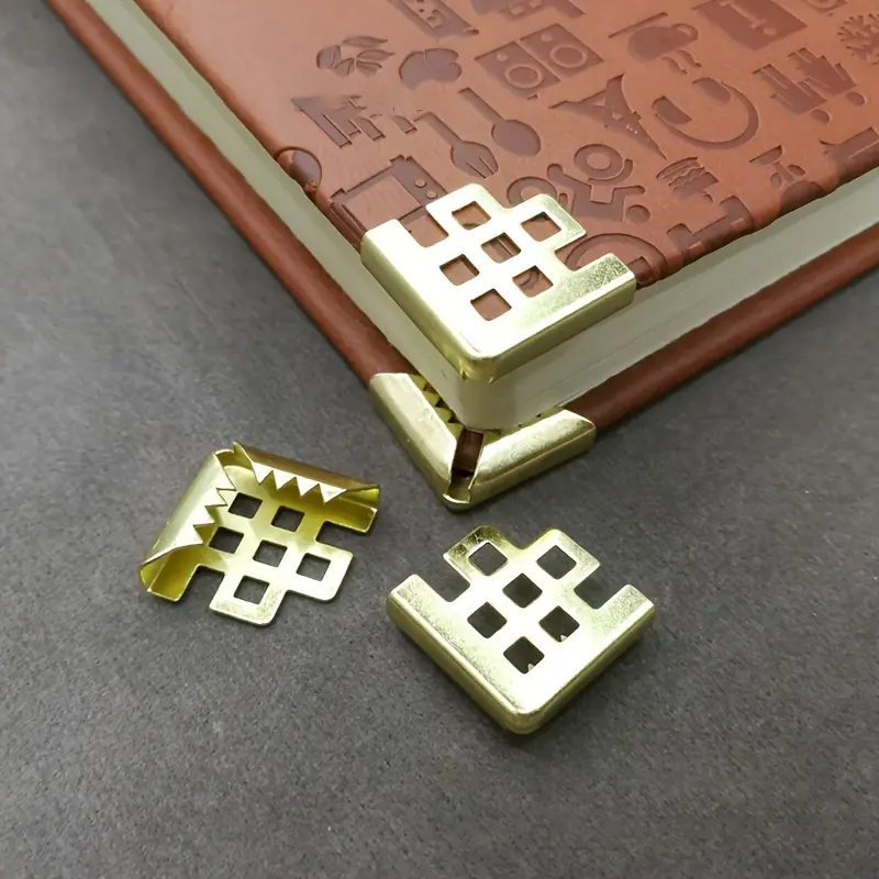 30pcs Vintage Golden & Bronze Metal Book Corner Protectors - Elegant Grid Design for Books, Albums & Notebooks - DIY Decorative Edges - Book Edge Decorations