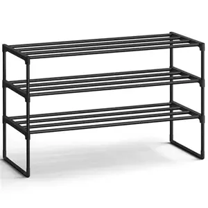 Shoe Rack, 3-Tier Shoe Organizer, Metal Storage Shelf, Upright or Upside Down, for 16-20 Pairs