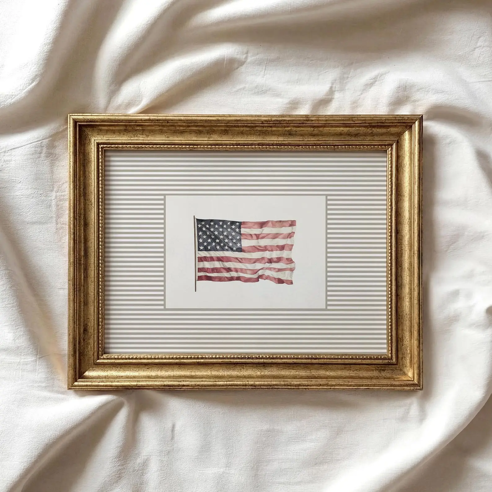 Vintage American Flag Wall Art Patriotic USA Poster Independence Decor