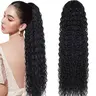 Women's 30-Inch Black Synthetic Drawstring Ponytail Extension - Clip-In Wig Piece, Gel-Free Soft Curl, Easy-to-Use, Ideal for Dances, Ponytail Hairstyles with Friends, Family