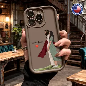 Cute Jesus Love Faith Cartoon Aesthetic Design Case for iPhone 17 16 15 14 Pro Max 13 12 11 XR XS Plus Air Slim Shockproof Anti Drop Lightweight Durable TPU Cover
