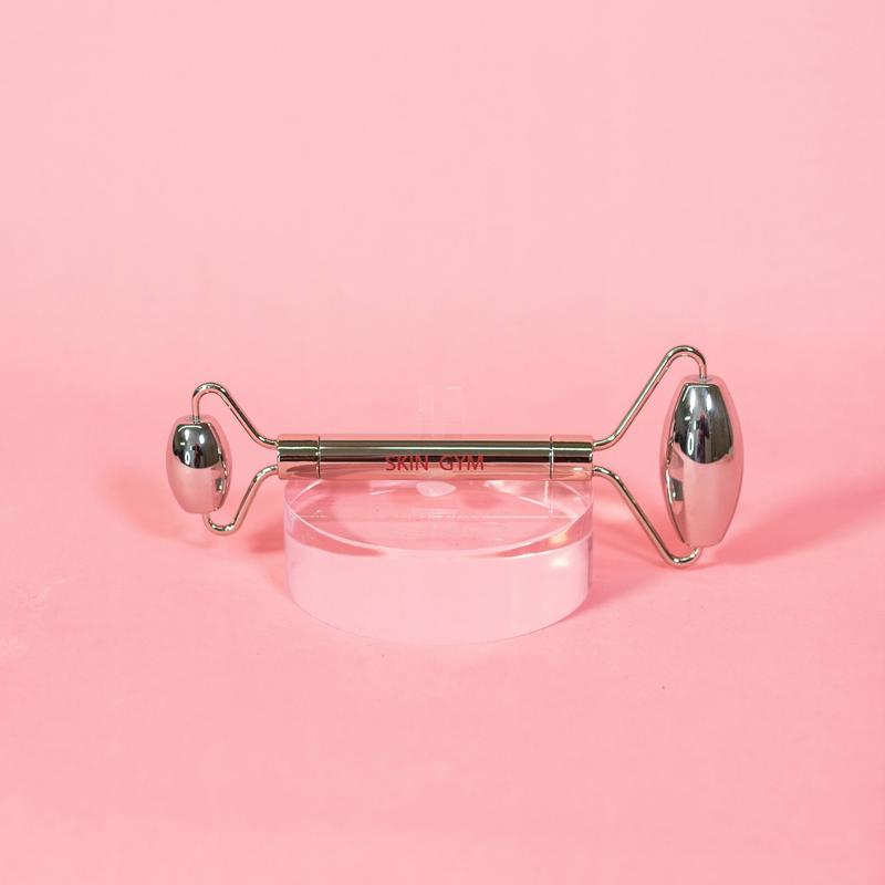 Skin Gym Cryo Stainless Steel Facial Roller for Face Lifting & Lymphatic Drainage Tool Dual-Ended Dermaplaning Device