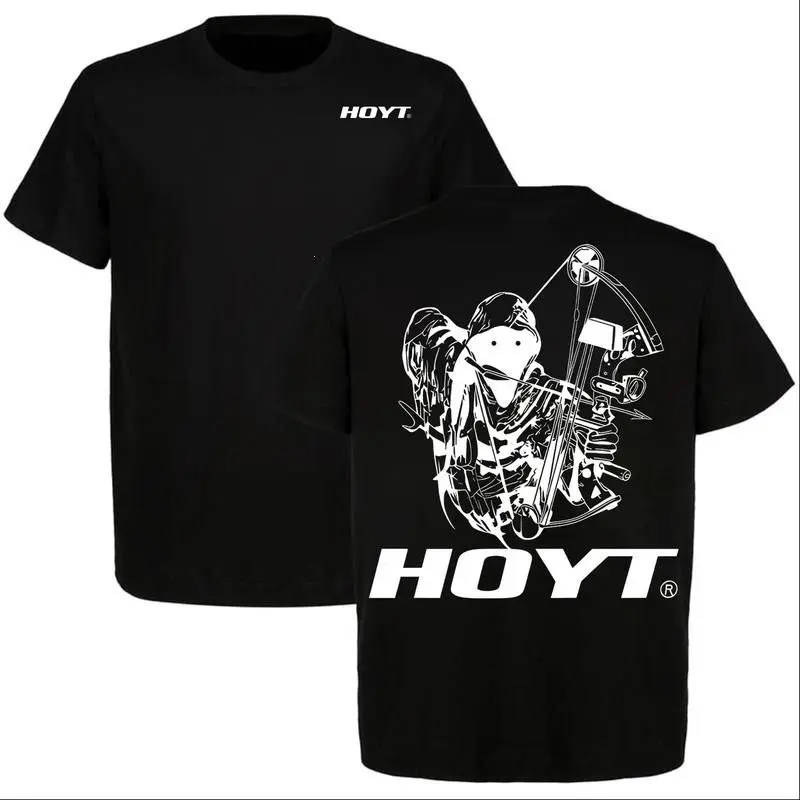 Hoyt Archery Menswear Round Neck Short Sleeve Casual Cotton 2-Sided Skull Target Mastery T-Shirt, Outdoors Hunting Gear, Made in USA - KitchenEra