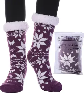 DOSONI Sherpa Lined Fuzzy Slipper Socks for Women - Non-Slip Plush Winter Socks with Warm Fleece Lining - Stylish & Modern Design - One Size Fits All