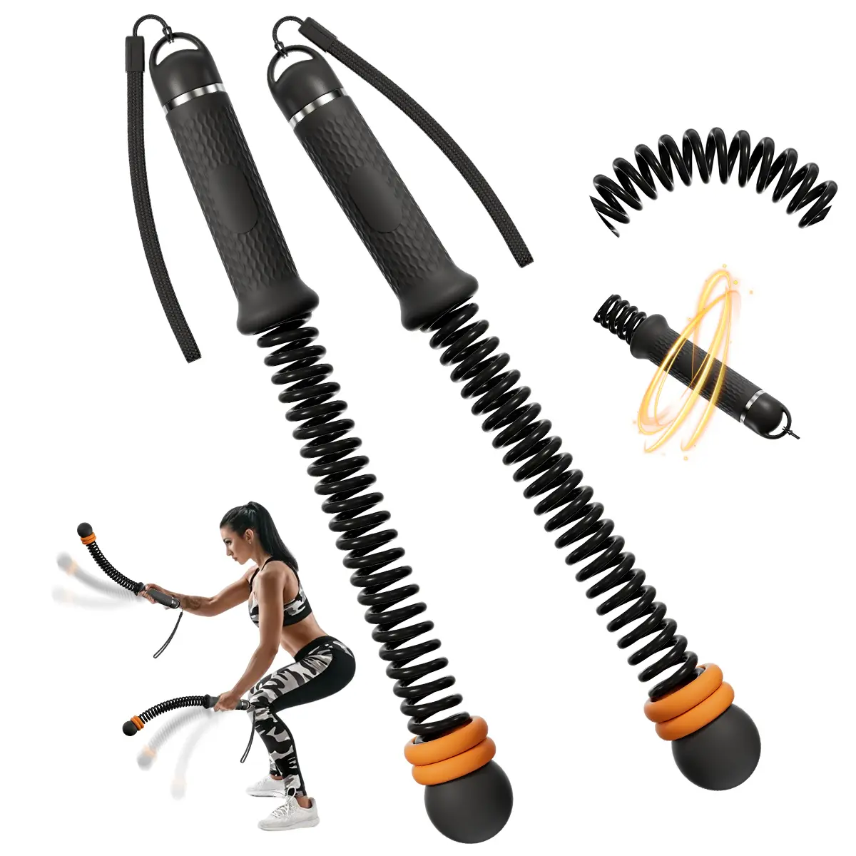 New Upgraded Weighted Cordless Battle Ropes – Quiet Ropeless Training Rope for Home Gym, Portable Full Body Workout Equipment for Women & Men, HIIT Cardio Strength Training Indoors or Outdoors Valentine's