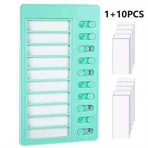 1PC Reusable Smart Task Board – Daily Planner Bill Organizer Planner with 10 Blank Cards – Removable Self-Discipline Schedule Chart for Kids & Adults